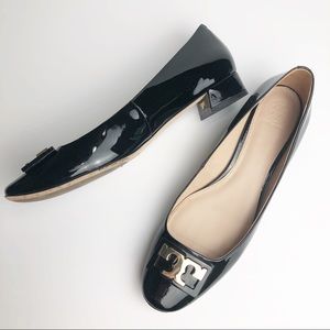 Tory Burch Gigi Black Patent Leather Block Heel